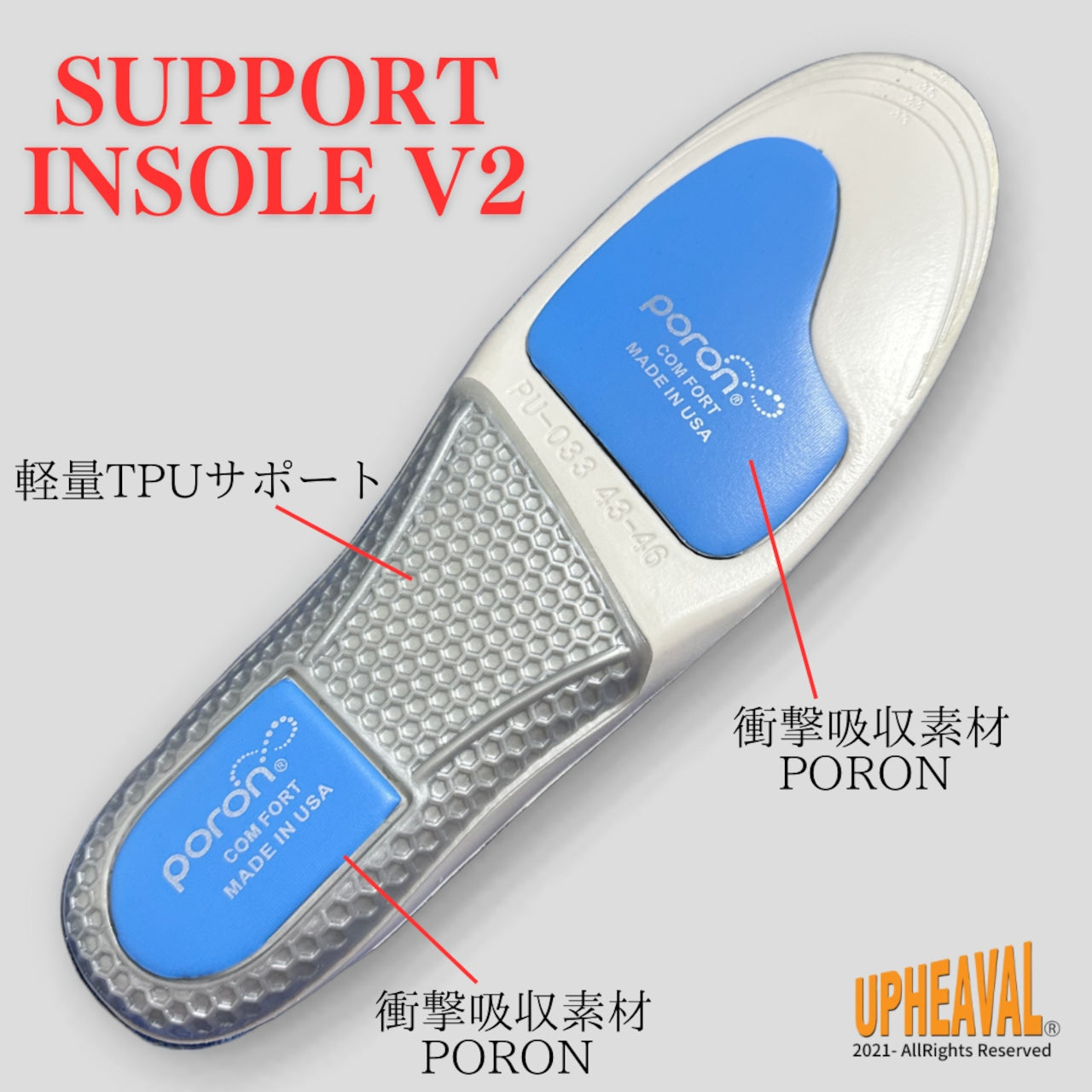 SUPPORT INSOLE V2 サポートインソール V2 足裏の痛み改善 大型PORON搭載モデル